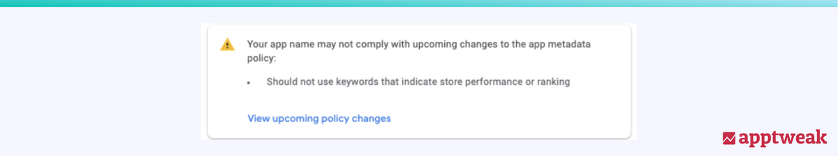 Warning Message from Google for forbidden keywords in the metadata
